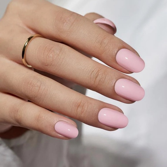 BTARTBOX Press On Nails Soft Pink Soft Gel Oval Shape Short 32pc Reusable Set - Picture 3 of 3